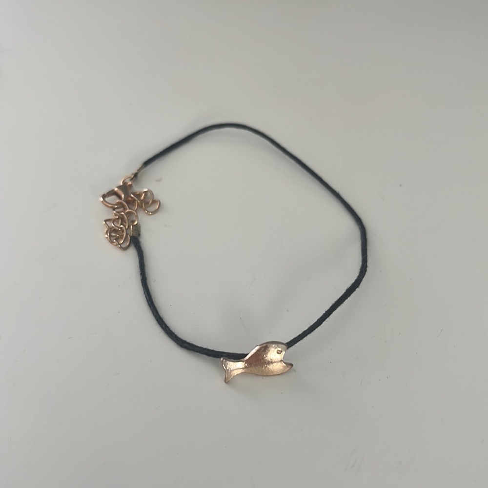 black stringed gold fish bracelet